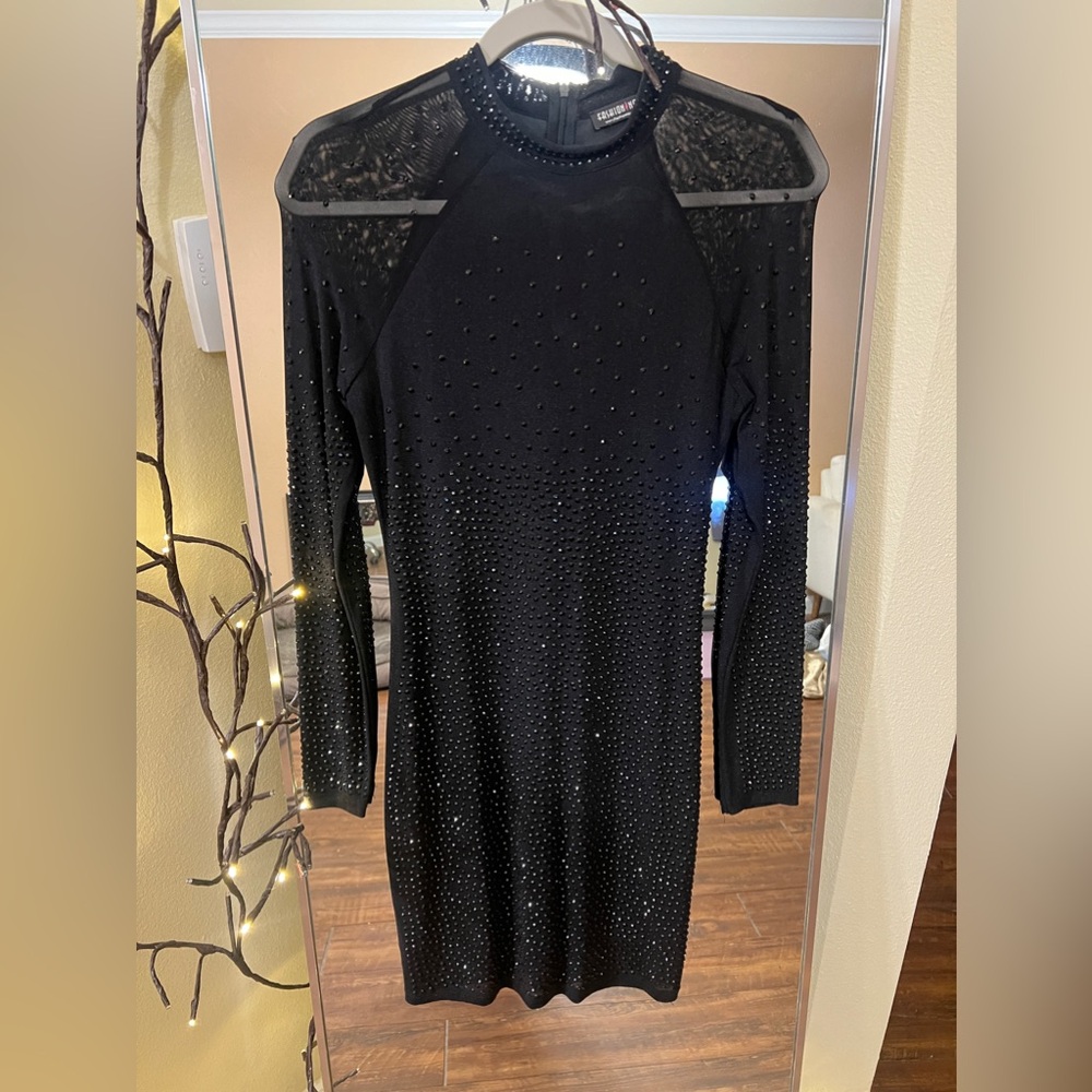 Elegant Black Studded Dress